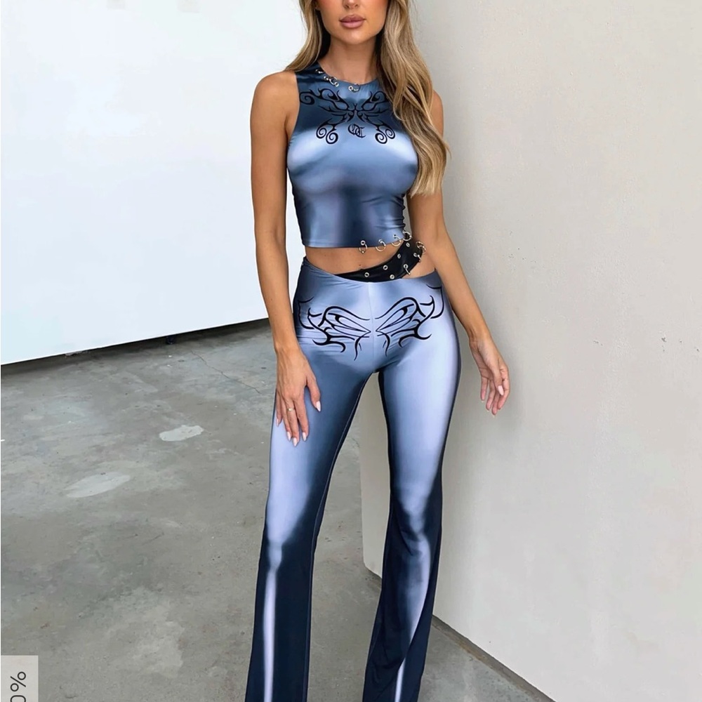 Elegant Women's Blue Flare Jumpsuit